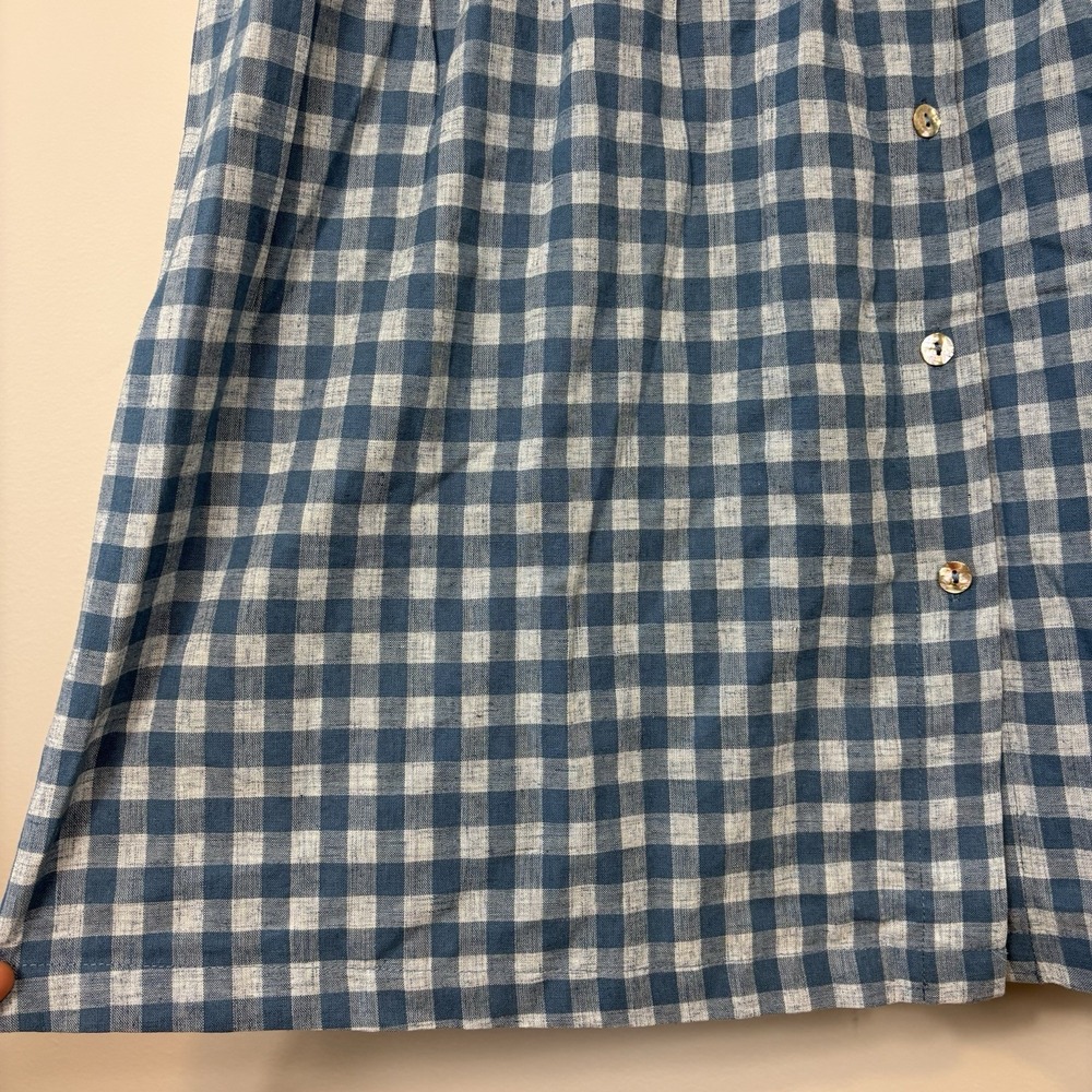Lintico 100% Linen S Sleeveless Midi Dress Gingham Check Button Down Lagenlook - Picture 6 of 7